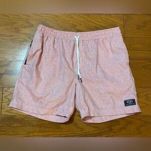 WOWIE Shorts Mens XL Pink Drawstring Elastic Waist Pockets Aztec Trim 7" Inseam